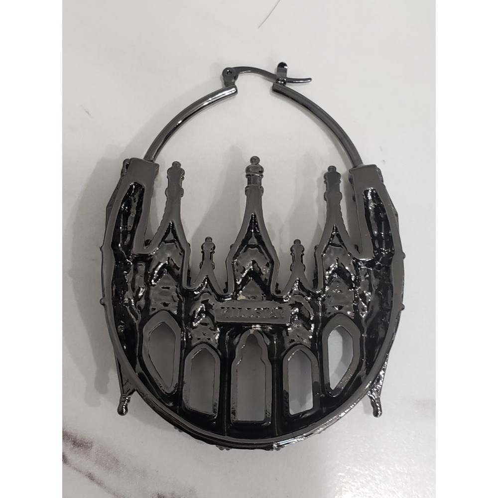 Killstar Eternal Chamber Earring Gunmetal Goth Alternative Cemetery Castle - Picture 4 of 4